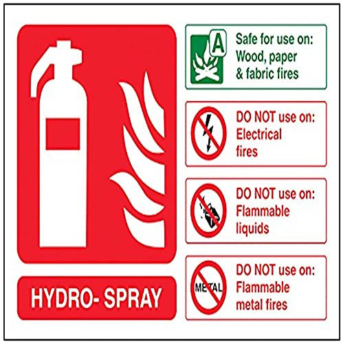 vsafety 11021 AL-S señal de extintor, Hydro Spray ID, autoadhesivo, paisaje, 150 mm x 100 mm, verde/rojo
