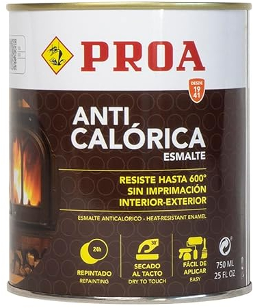 PROA ESMALTE SILICONA ANTICALÓRICO. Negro Ral 9005. 250 ML.