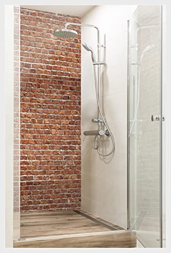 mySPOTTi Fresh - Selbstklebende Duschrückwand zum Aufkleben aus hochwertigem Material. Einfache Montage (90 x 210 cm, Brickwall)
