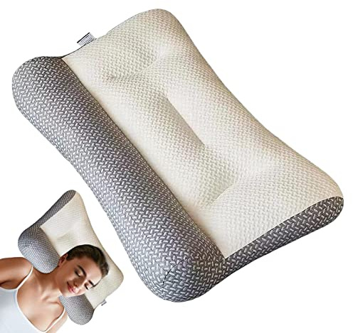 Almohada ergonómica Cervical con forma, almohada ortopédica, almohada cervical para la nuca para los durmientes en el lateral/espalda/vientre,funda almohada extraíble