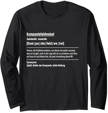 Kompaniefeldwebel Spieß Mutter Kompanie gelbe Kordel KpFw Langarmshirt, Unisex für Erwachsene, Schwarz, L