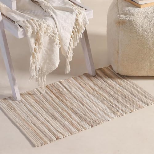 HOMEMONDE Chindi Teppich, 50,8 x 81,3 cm, recycelte, weiche Baumwolle, handgefertigt, wendbar, Boho-Dekor für Eingangsbereich, Küche, Schlafzimmer, Wohnzimmer