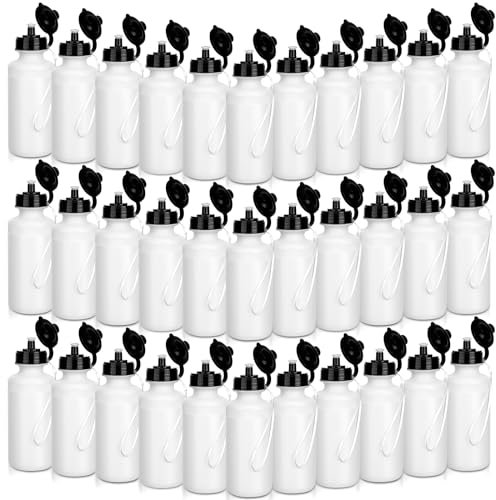 Ziliny 72 Plastic Sports Water Bottles Bulk for Kids 20 Oz, White