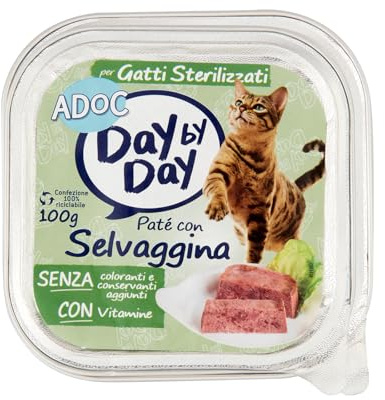 ADoC Day By Day - Nourriture Humide pour Chats stérilisés - Pâté avec gibier - Boîte de 12 bacs de 100 g