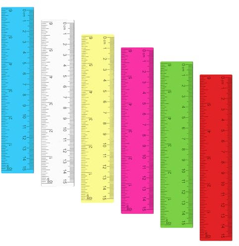 Mabor 6 Stück Kunststoff Lineal Set 15cm Farbiges Transparentes Gerades Lineal mit Metrisch und Zoll für Kinder Studenten Gerade Messwerkzeug Lineale für Schule Büro Zuhause