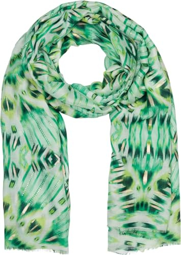 styleBREAKER Damen Schal Mandala Batik Shibori Print | Mit glänzenden Metallic-Streifen, 184x83 cm Maß, weiches Tuch für Frühling und Sommer, kurze Abschlüsse an den Enden.