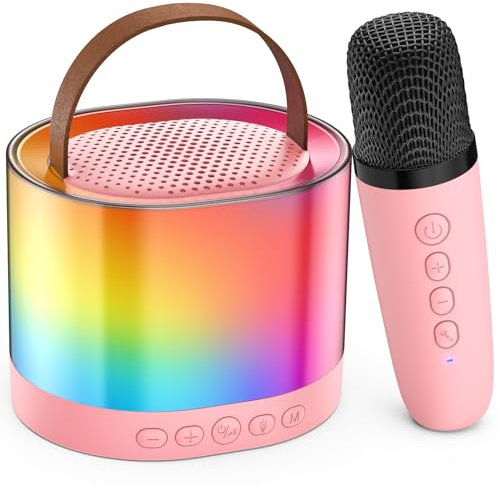 JAYUXIAN Karaoke para Niños y Adultos, Portátil Karaoke con Micrófonos Inalámbricos, Altavoz Bluetooth Portátil con 2 Micrófonos, Karaoke Infantil Soporte para TF Card/AUX/Bluetooth