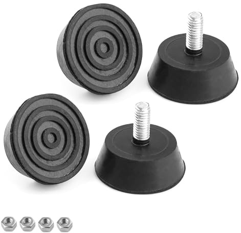 WJUAN 4 Stück Verstellbare Füße, Verzinkter Stahl Gummifüße Mit M6-Gewinde, Hohe Stabilität, Stellfüße Basisdurchmesser 38 mm, Geeignet für Tische, Stühle, Sofas, Vitrinen und Lautsprecherschränke