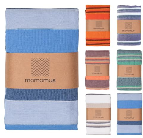 MOMOMUS Telo da Picnic per Spiaggia e Campeggio - XXL, Antisabbia e Compatto - Coperta da Picnic Pieghevole o Stuoia da Mare Leggera - Blu, 210x240 cm