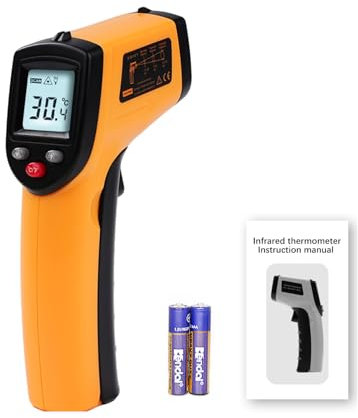 DEWIN Termometro Infrarossi,Termometro Laser -50°C～400°C Emissività Regolabile Termometro Infrarossi Cucina Termometro Laser Cucina LCD Retroilluminato - per Auto, BBQ, Freezer (non per Umani)