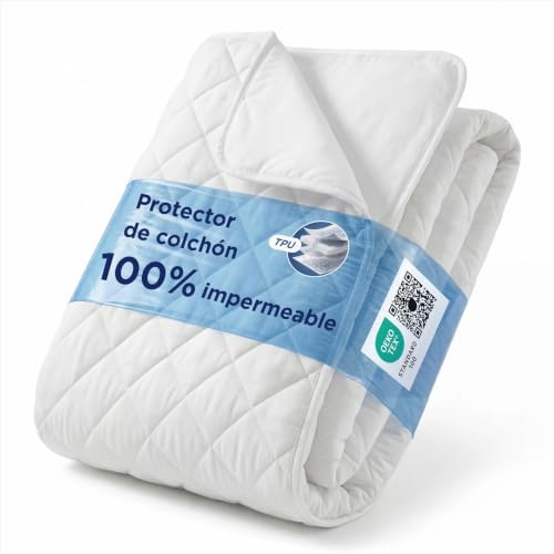 BEDSURE Funda de colchón Impermeable - 160 x 200 cm Antideslizante Blanco