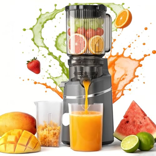 Lepealu Cold Press Juicer, Automatic Juicers Machines for Whole Fruit and Vegetable with 130MM Large Feed Chute, Self Feeding Slow Juicer 2L Capacity, 90% High Juice Yield, Includes Cleaning Brush