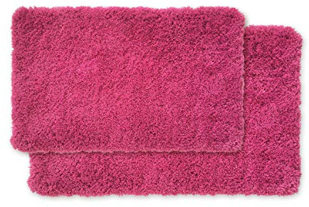 WohnDirect Premium Badmattor Set i 2 Delar • Halkfri och Tvättbar Badrumsmatta • Rosa • 50 x 80 cm + 60 x 100 cm