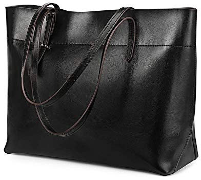Kattee Vintage Echtes Leder Tote Umhängetasche für Damen Satchel Handtasche mit Top Griffen