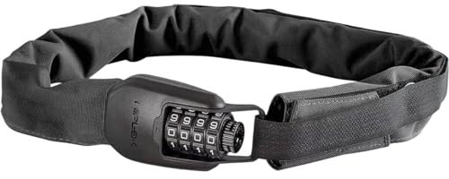 Hiplok Spin Bike Chain Lock with Combination Lock - All Black. 6mm Steel Chain. 75cm Chain Length. Light & Wearable Without Locking to Body.