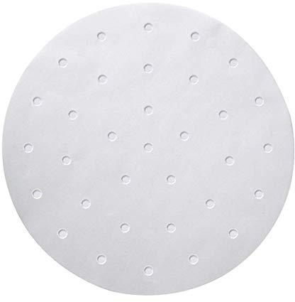 50pcs Air Fryer Liners,8inch Bamboo Steamer Liners, Premium Perforated Parchment Steaming Papers, Non-stick Steamer Mat, Perfect for Air Fryers/Baking/Cooking/Steaming (8Inch)