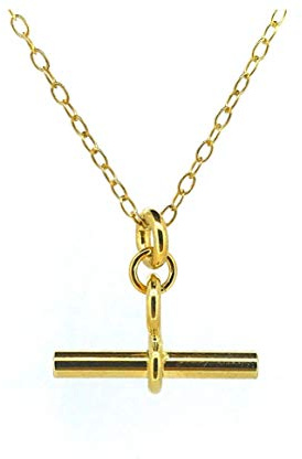T Bar Necklace 18ct Gold Vermeil 2cm Albert Pendantt Chain