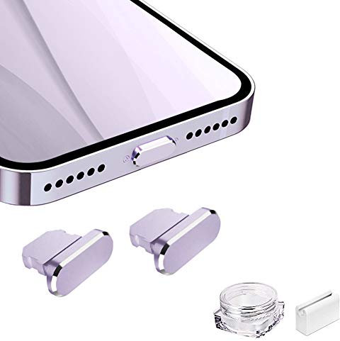 VIWIEU Metal Anti Dust Plug for iPhone 13 12 Mini Pro Max 11 iPad AirPods, Aluminum Lightning Charging Port Cover Phone Charm Compatible with iPhone X, XS, XR, 8, 7 Plus with Holder and Box (Pink)