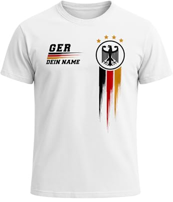 MoonWorks® Herren T-Shirt personalisiert mit Name Deutschland TrikotFußball Weltmeisterschaft 2026