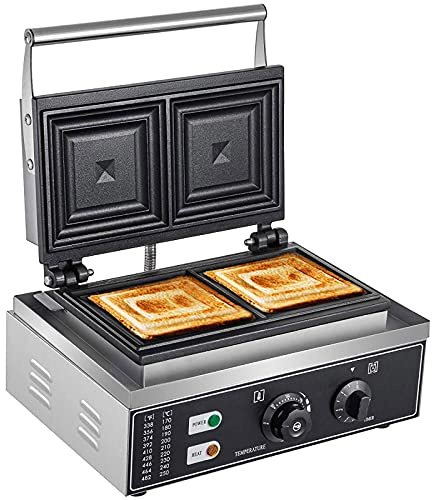 Futchoy Appareil à croque-monsieur - Plaques antiadhésives - Grill de contact - Panini Maker avec poignée Cool Touch - 50-300 °C - Température et minuterie réglables