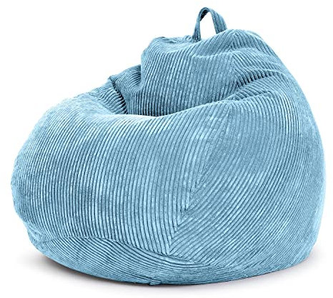 Green Bean© Poltrona a sacco da interno 90x110cm Imbottitura EPS & Velluto a coste morido accogliente lavabile - Cuscino Pavimento Lounge Sedia Sgabello Relax Pouf Bambini Adulti Blu chiaro BabyBlu