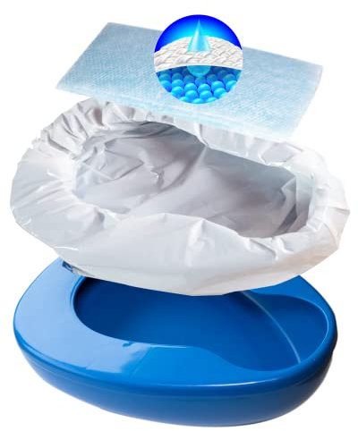 Hochleistungs Bettpfanne Set mit 25 super saugfähigen Einlagen und Liner - Für Krankenhaus oder Hausgebrauch der älteren und bettlägerigen Patienten - Einlagen absorbieren bis zu 1000ml