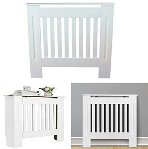Viaka White Radiator Cover 30.71 * 7.48 * 31.89 inch Slats, Grill, Wood Top Shelf Radiator Cover White Small Make E1 Grade MDF Material White Modern Painted MDF Cabinet for Living Room Hallway