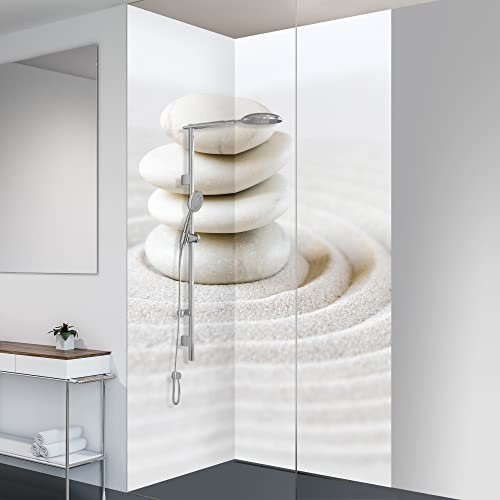 yourplate Duschrückwände mit individueller Größe (2 Rückwände – Premium Matt – spa02) – Duschrückwand Alu mit Feuchtigkeitsschutz – Rückwand Dusche zur einfachen Montage