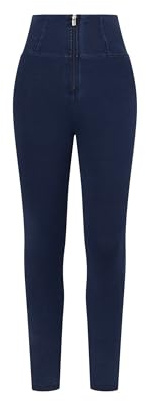 FREDDY - Jeggings Push Up WR.up® Superhög midja med dragkedja i ton, Mörk Jeans-gul söm, L