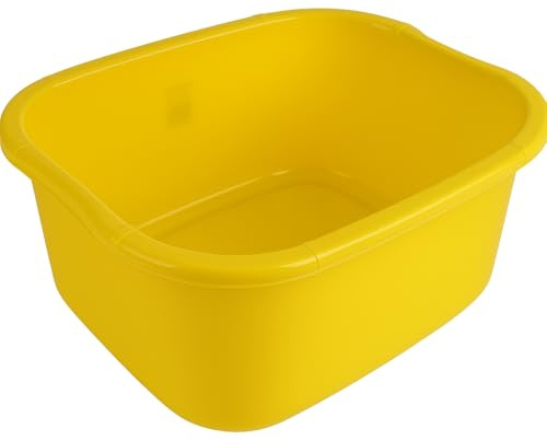 oceanevo® 11 Litres Rectangular Washing Up Bowl Yellow Basin Mixing Sink Tidy Organizer Large Plastic Kitchen Portable Dish Washtub (Yellow)