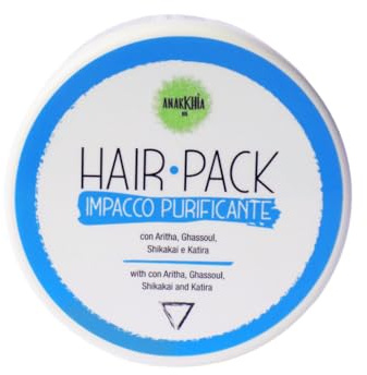 Hair Pack Acqua - Maschera Capelli Purificante - Impacco Lavante con scrub deterge ed illumina la chioma - Con Aritha, Ghassoul, Shikakai, Katira, Rosa Mosqueta, Mirra, Cajeput - 200 ML