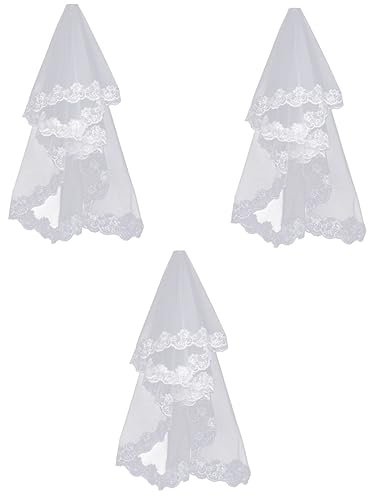 FOMIYES 3stücke Langer Brautschleier Aus Tüll Mit Spitzenverzierung Elegante Hochzeitsaccessoires Für Perfekten Look Bei Hochzeiten Verlobungen Und Junggesellenabschieden Beige