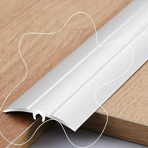 COKYIS Flach Boden Übergangsprofil 5cm Breite Bodenleiste Holz Zu Fliesen Aluminium Fußboden Übergangsschiene Ausgleichsprofil Vinyl Teppichkante Abdeckleiste (Color : Silver, Size : W-5cm)