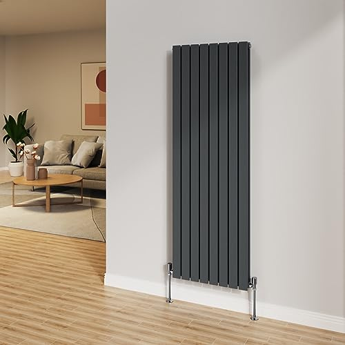 NRG 1600x544mm Anthracite Radiator Vertical Flat Panel Bathroom Double Rad | Central Heating Compatible, Designer Radiator, Wall Mounted, Mild Steel, Tall Radiator, for Living Room, Kitchen, Bathroom