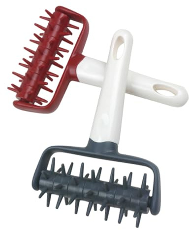 FELTECHELECTR 2pcs Roller Hole Punch Pastry Baking Roller Bread Pin Puncher Tool Rolling Punch Tool Plastic Drum Puff Pastry Dough Pastry Needle Wheel Pizza Hole Punch Tool Handle Roller Manual