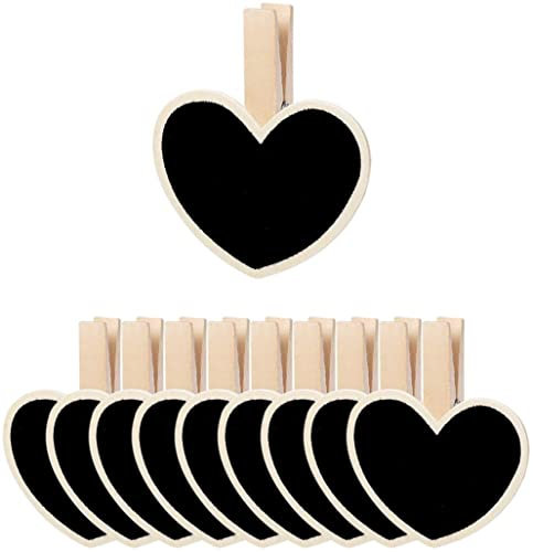 XYWHPGV 10pcs Mini Tafeln Schilder mit Holzclip Holz Herz Design Tafel Tag für Hochzeiten Geburtstagsfeier Message Board Schilder Tischnummer Erinnerung Preisschild Board(458ca c3c67 684eb 470b4 acf8