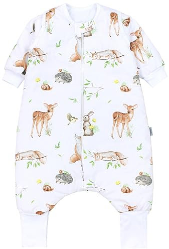 TupTam Baby Schlafsack mit Beinen und Ärmeln OEKO-TEX zertifizierte Materialien, Winterschlafsack 2,5 TOG Unisex, Farbe: Wald Tiere Braun Beige Fuchs Reh Igel Eichhörnchen, Größe: 92-98
