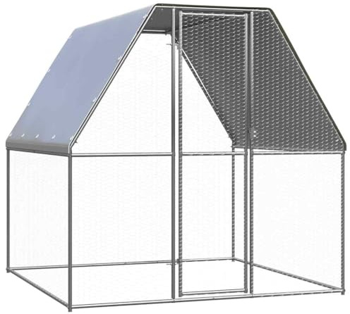 vidaXL Gabbia per Polli Argento e Grigio 2x2x2 m in Acciaio Zincato