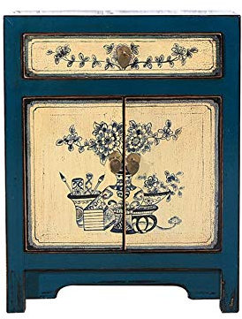 JINMUXUAN Nachttisch, Nachttisch, Nachttisch, chinesischer Retro-Stil, altes Distressed-Massivholz, gesteppt, für Wohnzimmer, Kleiner Spind, Montage, Seitenschrank, Eckschrank (Farbe: C) Beauty Comes