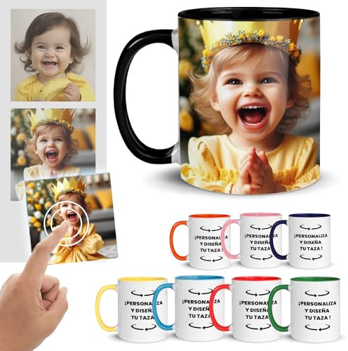 Anak Anak® Taza de cerámica personalizable con foto y texto – Regalo original para mujer y hombre – Ideal para cumpleaños y detalles especiales