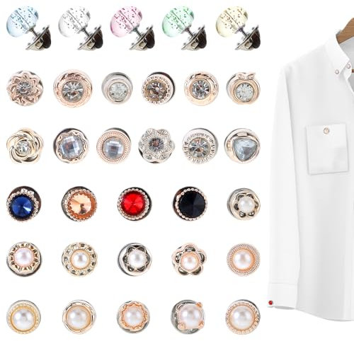 Andibro 30 Stück Anstecknadeln: Perlen-Brosche zum Abdecken, keine Knöpfe zum Annähen, wiederverwendbar, unsichtbar für Blusen, Kleider und mehr