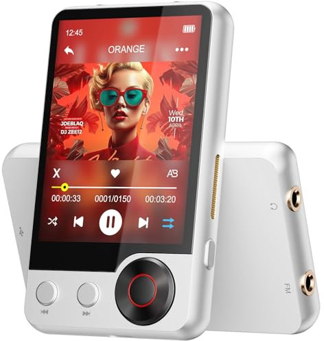 128GB MP3 Player with Boosted Bluetooth 5.3, Music Player Features HD Speaker, 2.4 Touchscreen, Expandable SD Card Slot, Dual Headphone Ports, Supports FM Radio, Voice Recorder, E-Book, and More