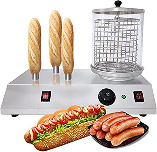 XNXYSMKJ Macchina per Hot Dog Ristorazione, Macchina per Scaldare Il Pane, Diametro Cilindro 20 CM Profondo 4/3 Grissini Tostati (3sticks)