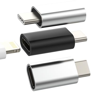 Adaptador de carga Lightning hembra a USB C macho (paquete de 3) para iPhone 16 15 Pro Max para Apple iPad Air4 compatible con Samsung Cable de carga Conector tipo C Puerto de carga Convertidor de