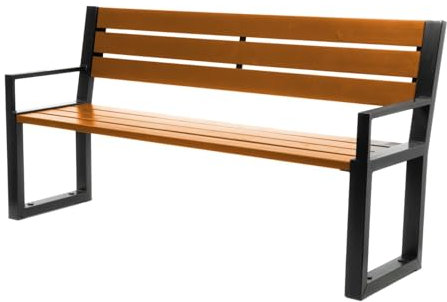 Parkbank Gartenbank Holz Stahlbank Garten Outdoor Bank 02004a Bank für Terrassen162x86x44cm Stahlrahmen. Wetterfest. (Teak)