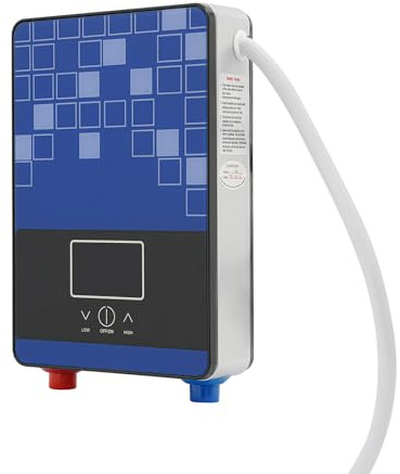 MEHOOSPVN 6500 W, scaldabagno elettrico senza serbatoio per acqua calda, dispositivo istantaneo, elettrico, digitale, senza serbatoio, con display a LED con bagno doccia, 220 V, blu