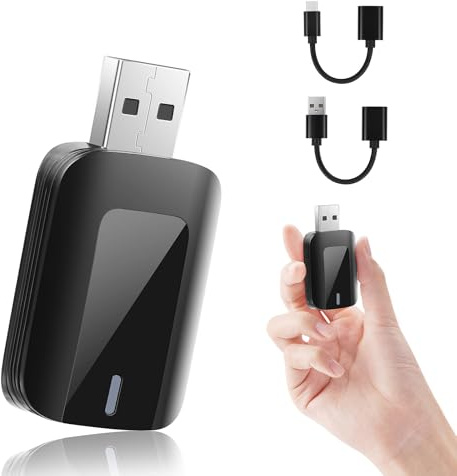 2 IN 1 Wireless Adapter für Android Auto und CarPlay, Stick wandelt verdrahtete Android Auto/Carplay in drahtlos um, Kompatibel mit Autos mit AA und CarPlay, Plug & Play, Stabile Verbindung, USB C/A