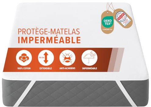 Dreamway Coprimaterasso Singolo 120x200 cm – Impermeabile, cotone Oeko-Tex, coprimaterasso resistente con 4 angoli elastici – Per materassi fino a 28 cm