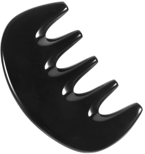 Garneck Gua Sha Kamm Aus Büffelhorn – Breitzinkiger Hornkamm Für Lockenpflege Und Massagebehandlung - Ultra-glatte Kanten Für Optimale Anwendung Schwarz