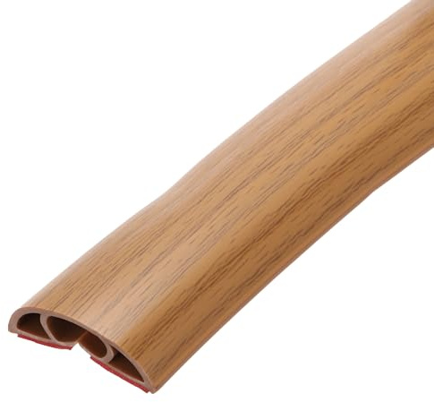 sourcing map 1m Floor Cord Cover, Self Adhesive Cord Hider 40mm for Cable Management Cable Protector, Brown Wood